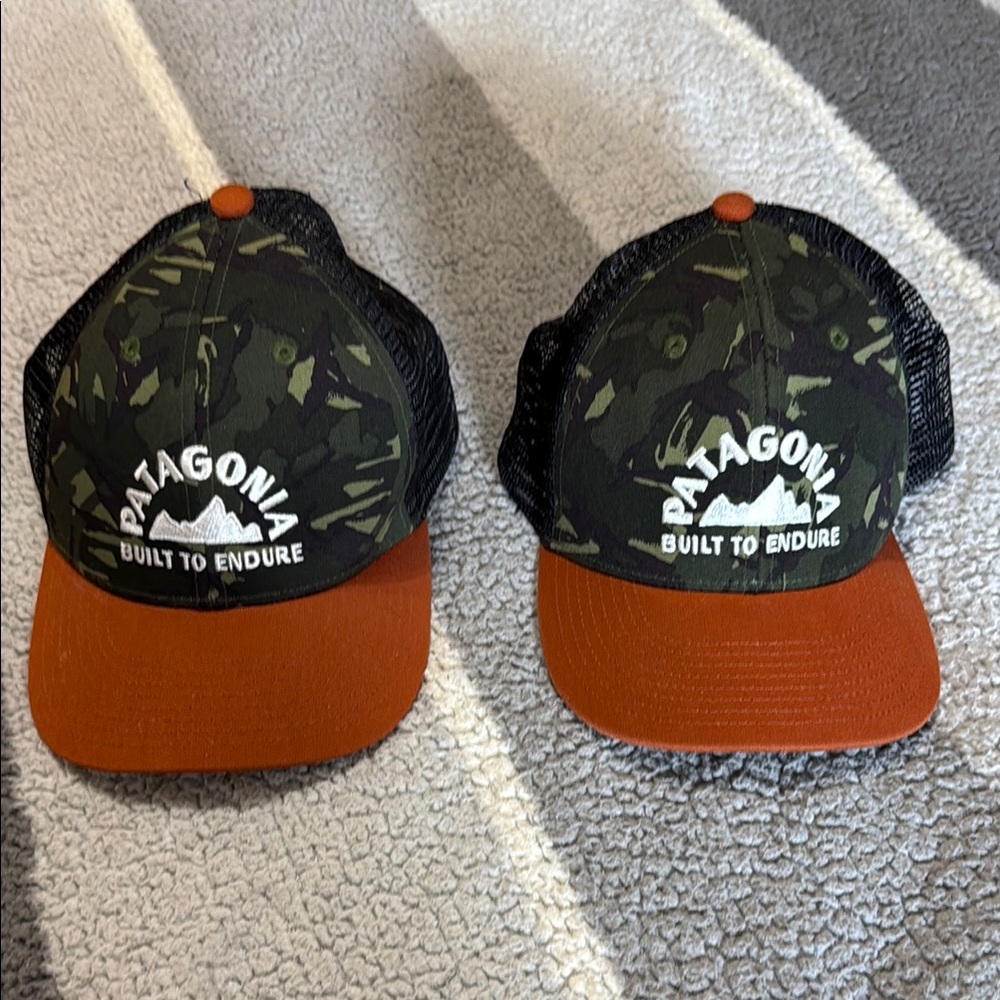 Kids Patagonia Green and Orange Hat with Logo